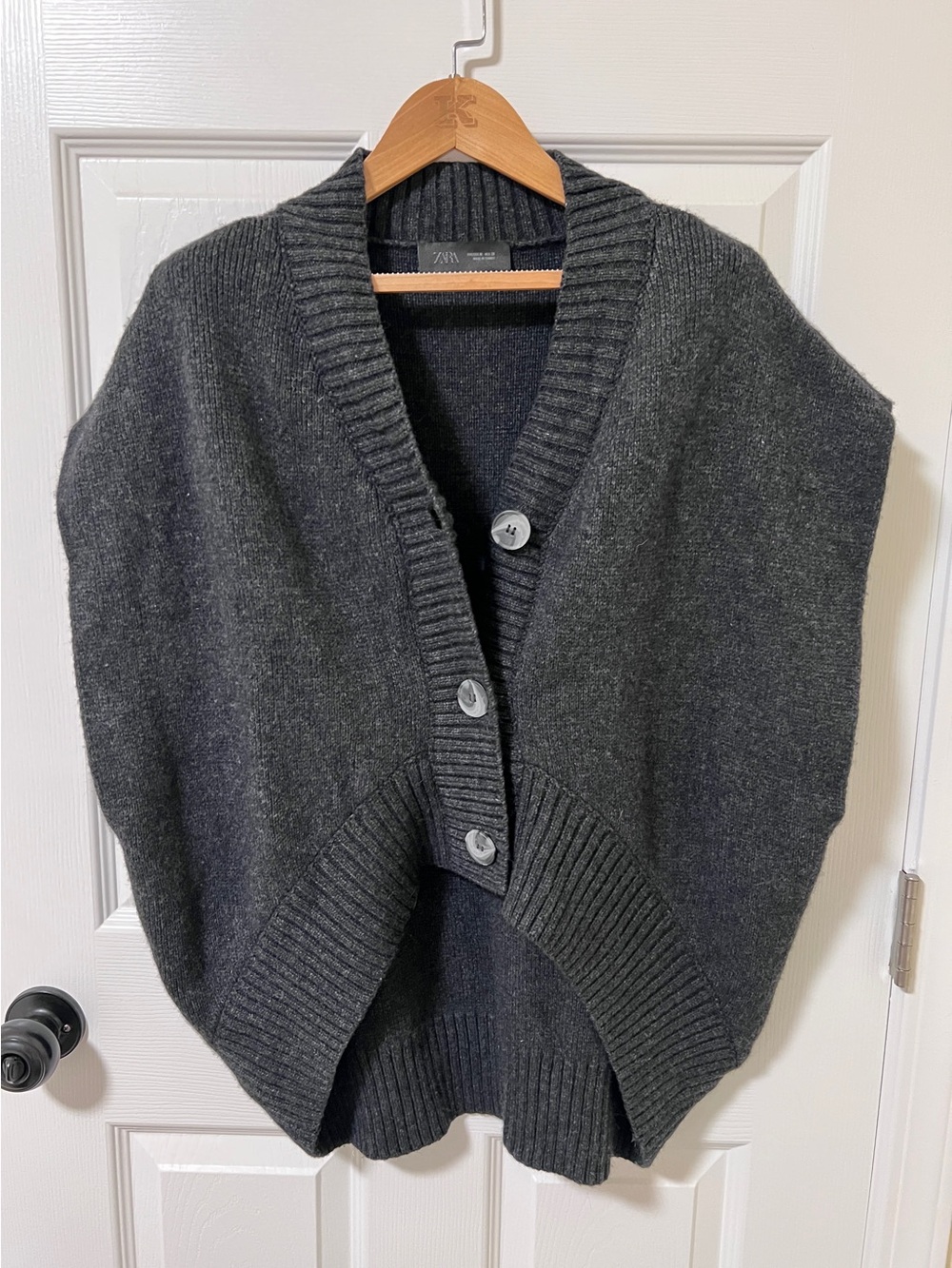 Zara Gray High-Low Hem Button-Front Women's Sweater Cardigan Vest
